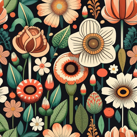 Seamless pattern with flowers. Floral background. Vector illustration.の写真素材