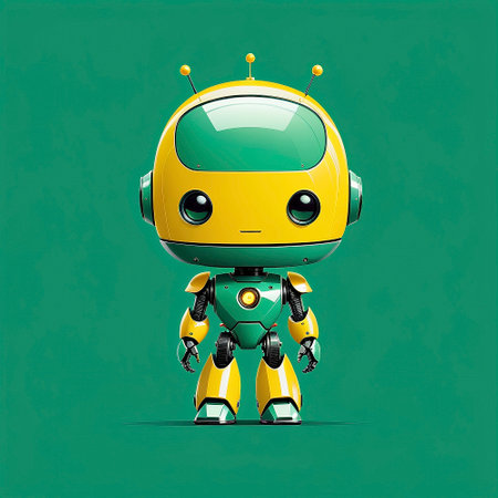 Cute robot on green background. Vector illustration. Eps 10.の写真素材