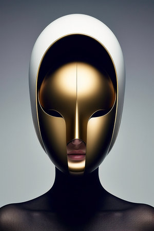 Digital 3D Illustration of a Female with Gold Helmetの写真素材