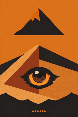 Eye on the background of the mountains. Vector illustrationの写真素材
