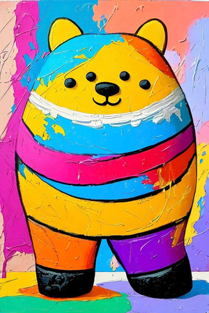Pomeranian on colorful background. Art illustration. Design.の写真素材