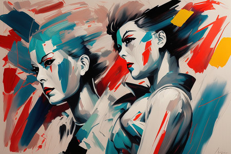 Two young women. Vector illustration.の写真素材