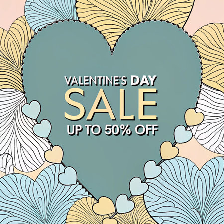 Valentines day sale banner. Vector illustration with hand drawn hearts.の写真素材