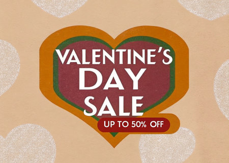 Valentines day sale poster with heart shape on brown paper backgroundの写真素材