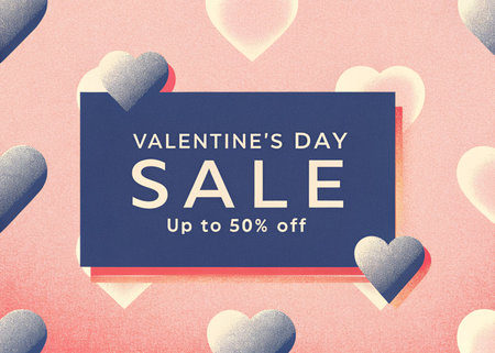 Valentines day sale background with heart shape on paper texture.の写真素材