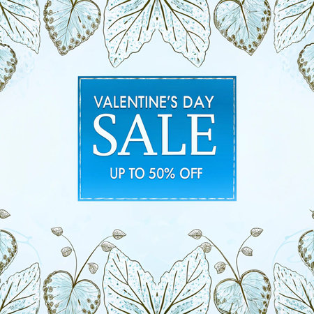 Valentine's day sale banner with hand drawn butterflies. Vector illustration.の写真素材