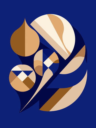 Abstract geometric shape in blue and brown colors. Vector Illustration.のイラスト素材