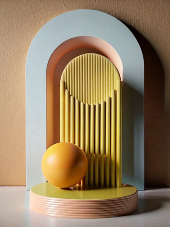 Minimalistic composition with geometric shapes. 3d render, 3d illustration.の素材