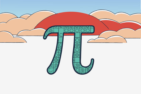 Pi symbol math teacher. Colorful vector illustration in flat style.のイラスト素材