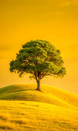 Lonely tree on a hill in Tuscany, Italyの素材