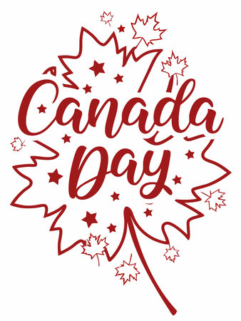 Happy Canada Day greeting card. Hand drawn lettering. Vector illustration.のイラスト素材