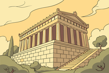 Temple of Hephaestus in Athens, Greece. Vector illustrationのイラスト素材