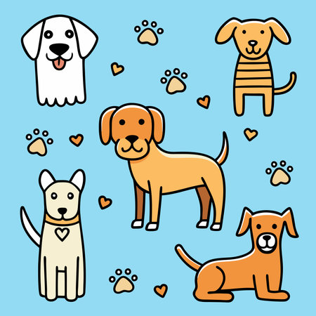 Set of cute doodle dogs. Vector illustration for your designのイラスト素材