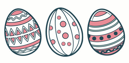 Set of Easter eggs in doodle style. Vector illustration.のイラスト素材
