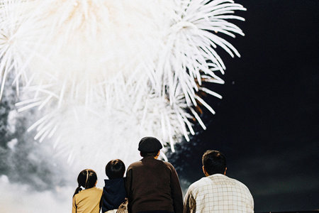New Year's Eve fireworks in the city of Seoul, South Koreaの素材