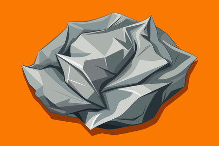 Illustration of a crumpled paper ball on an orange backgroundのイラスト素材