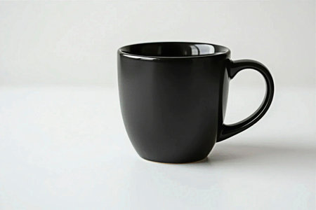 Black coffee cup isolated on white background. Clipping path included.の素材