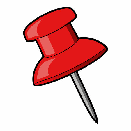 Red pushpin icon in cartoon style isolated on white background vector illustrationのイラスト素材