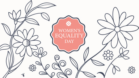 Womens Equality day card with flowers and floral elements. Vector illustration.のイラスト素材