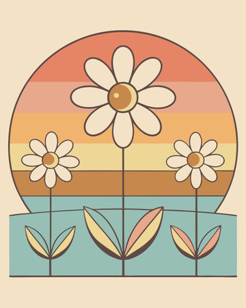 floral design over beige background vector illustration. vintage retro styleのイラスト素材
