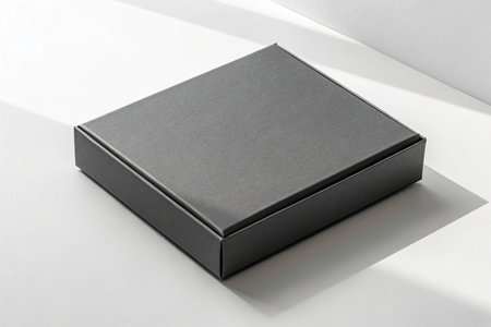 Blank black box mockup on white background. 3d renderingの素材