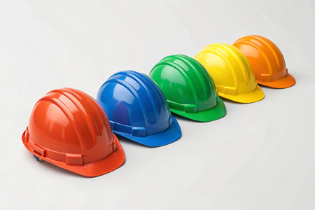 3d render of safety helmet or hard hat on white background.の素材