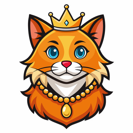 Cute cat with crown. Vector illustration of a cartoon cat.のイラスト素材