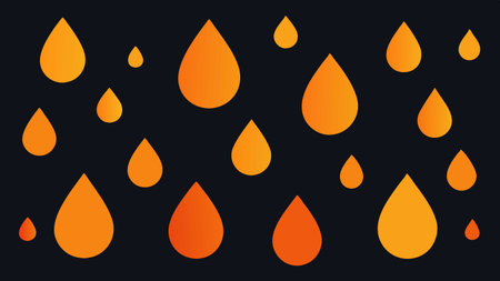 Set of orange rain drops on a dark background. Vector illustration.のイラスト素材