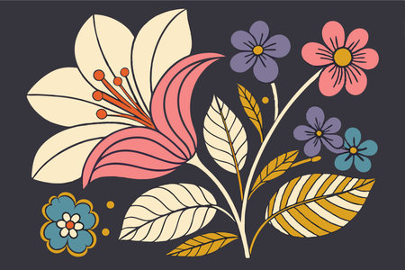 Floral design over black background, vector illustration. Vector illustration.のイラスト素材