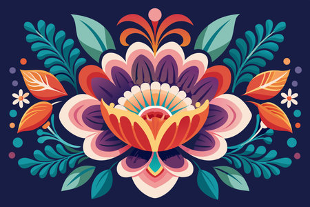 Vector illustration of floral ornament in ukrainian folk style.