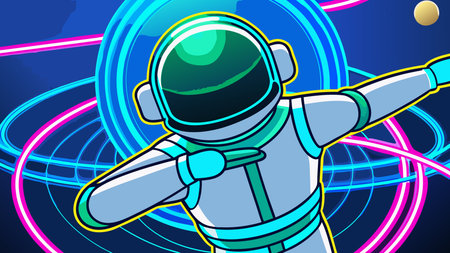 Astronaut on space background. Vector illustration. Eps 10.のイラスト素材