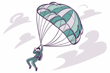 Parachutist with a parachute in his hand. Vector illustrationのイラスト素材