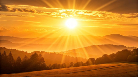 Beautiful sunrise in the Carpathian mountains. Ukraine, Europe.の素材