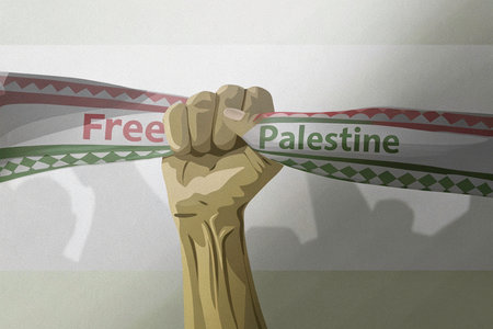Free Palestine Protest against white background with vignette, 3d renderの素材