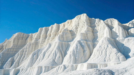 White travertines in Pamukkale, Denizli, Turkeyの素材