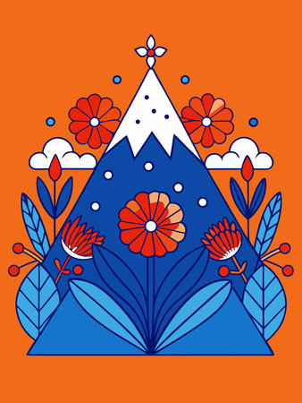 Flower and mountain design, Nature plant season environment natural and floral theme Vector illustrationのイラスト素材