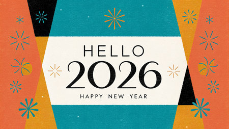 Happy New Year 2026. Greeting card or invitation template.の素材