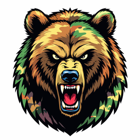 Grizzly bear head vector illustration for t-shirt designのイラスト素材