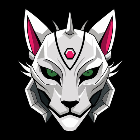 Vector illustration of the head of the wolf in a futuristic style.のイラスト素材