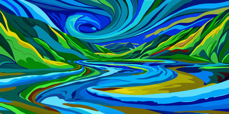 Abstract background with waves and sea. Vector illustration for your design.のイラスト素材