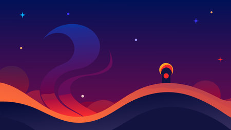 Abstract background with waves, clouds and stars. Vector Illustration.のイラスト素材