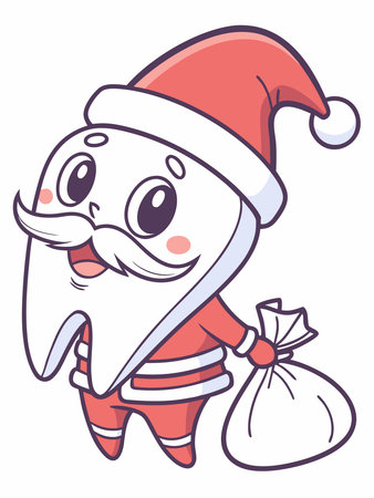 Illustration of a Smiling Santa Claus with a Bag of Giftsのイラスト素材