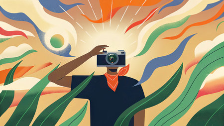 Happy New Year 2026 greeting card with floral background. Vector illustration.の素材