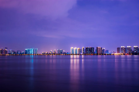 Night view of Xiasha, Hangzhouの写真素材