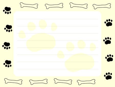 Memo pad template with dog footprint and bone background design. Place your own text.のイラスト素材