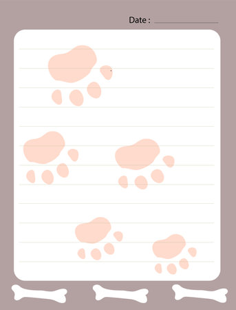 Memo pad template with bone and dog footprint design background. Place your own text.のイラスト素材