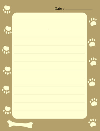 Memo pad template with bone and dog footprint border design. Place your own text.のイラスト素材