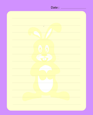 Notebook template with cute bunny design on purple color background. Place your own text.のイラスト素材