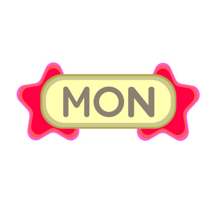 Monday text with colorful star background design. Calendar week icon.のイラスト素材
