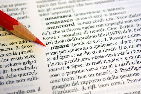 Definition of Love from an italian dictionary